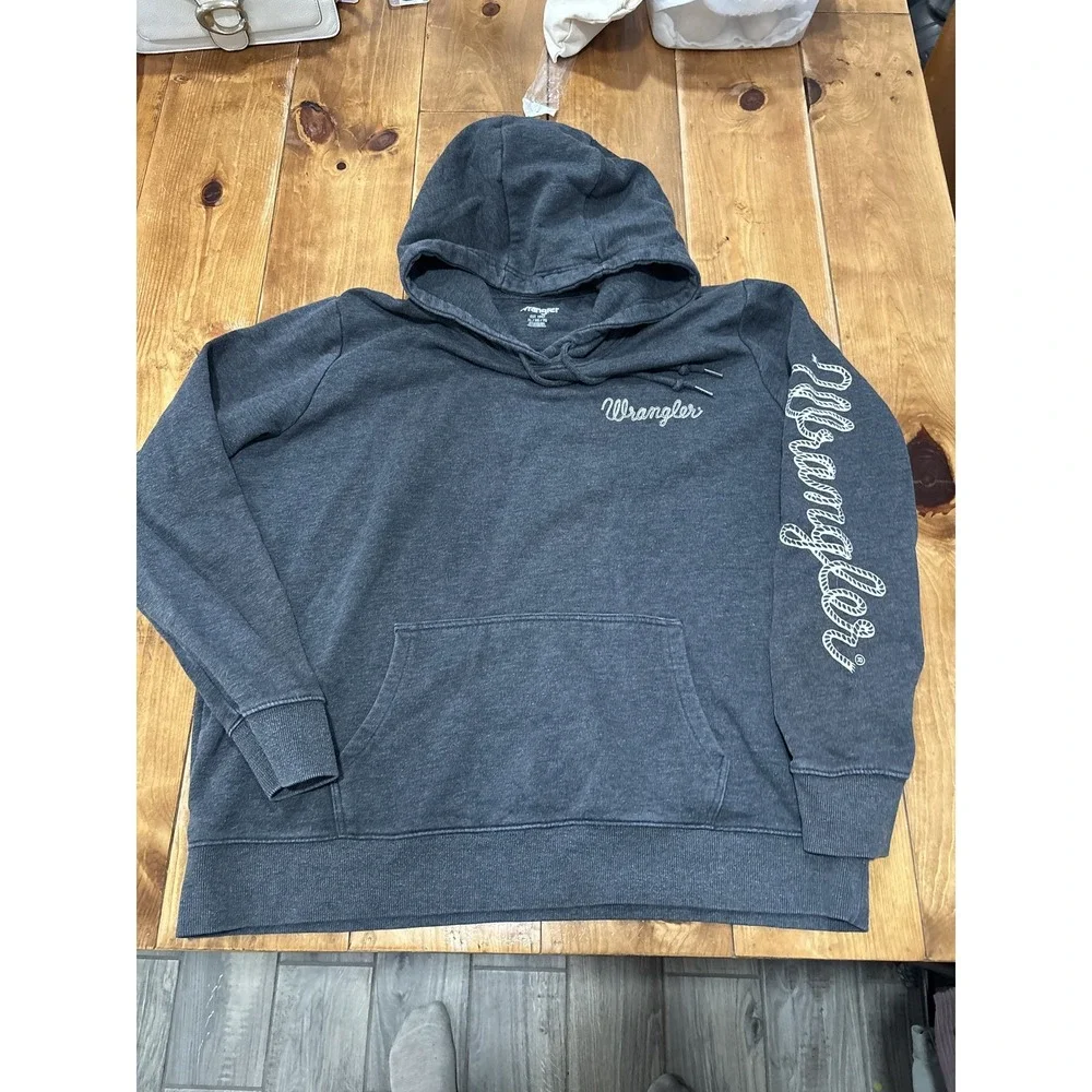 Wrangler Men's XL Charcoal Gray Pullover Hoodie Sweatshirt Hooded Kangaroo